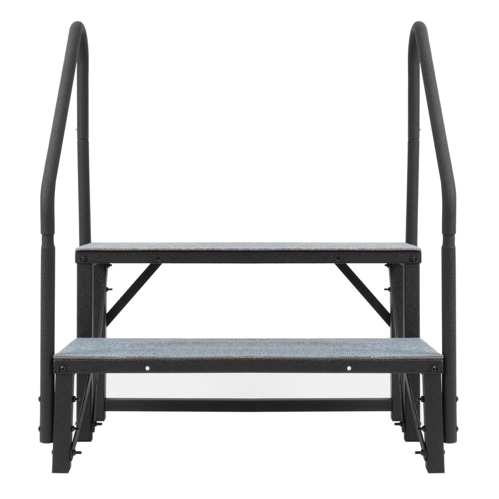 2 Step RV Steps with 2 Handrails w/Step Mat 660 lbs Load Capacity For Trailers