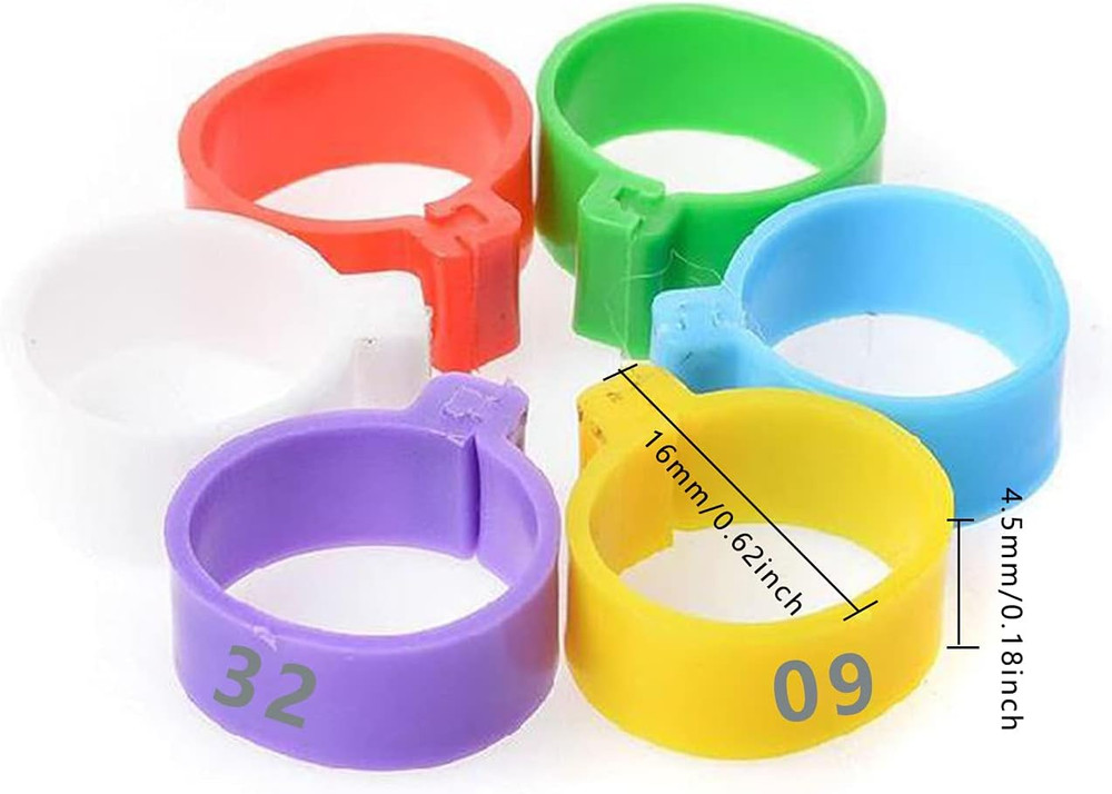 60-Piece Multicolor Chicken Leg Bands for Poultry Identification