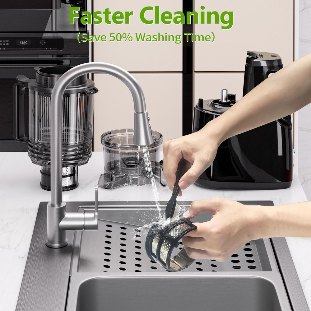 Cold Press Juicer, 6.5" Wide Feed Chute Juice Extractor Machine with Handle, ...