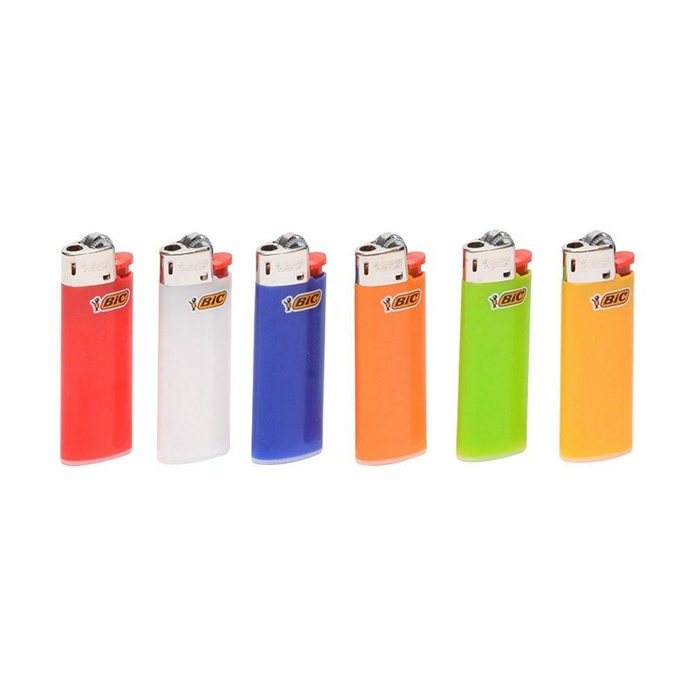 BIC Small Mini Solid - 12 Lighters - Long Last - Assorted Pink Blue Green Black