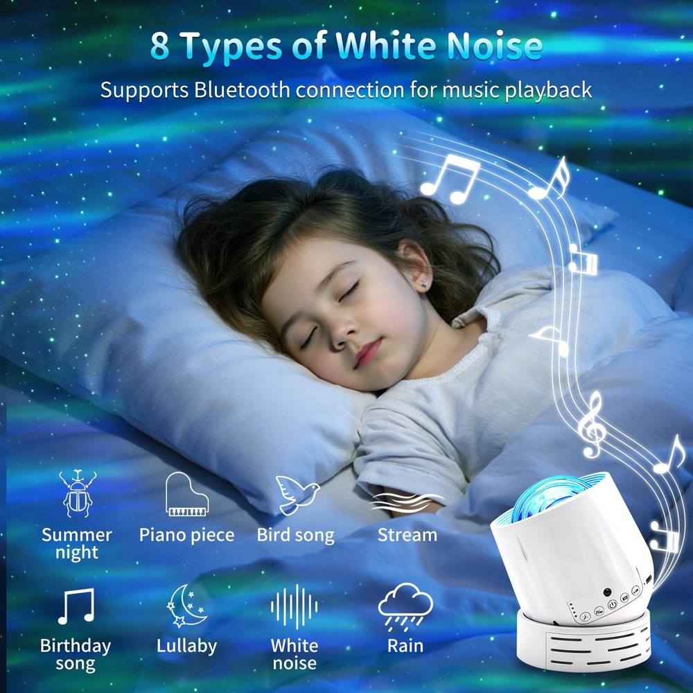 Northern Lights Projector Galaxy Projector,with Bluetooth Speaker and White N...