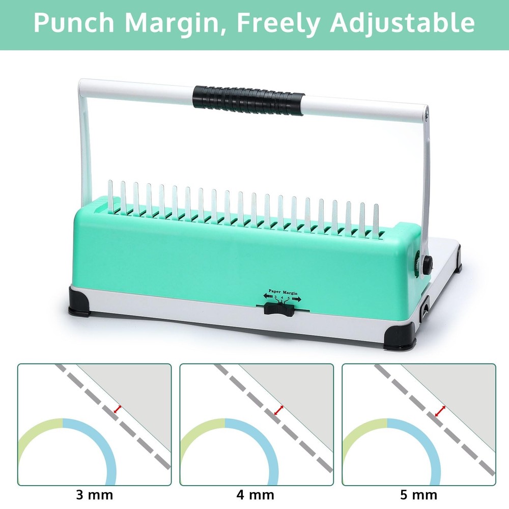 Binding Machine, 21-Hole 450 Sheets Paper Comb Binding Machine for Letter Siz...
