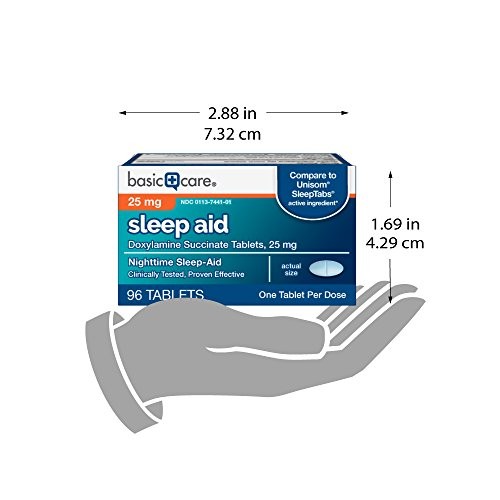 Amazon Basic Care Nighttime Sleep Aid Tablets for 96 Count (Pack of 1), White