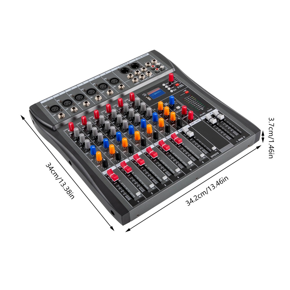 Professional Digital 6Channel Bluetooth Live Studio Audio Mixer Effects USB