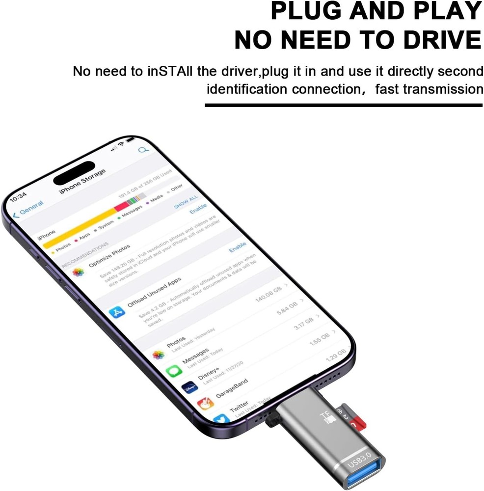 [Apple MFi Certified] SD Card Reader for iPhone iPad,Memory Card Reader with USB