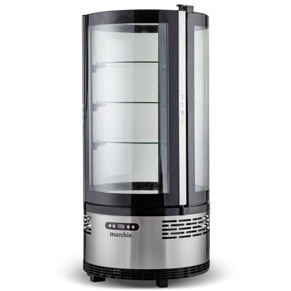Vertical Standing Refrigerated Bakery Display, Curved Glass, 2.5 cu.ft., SS