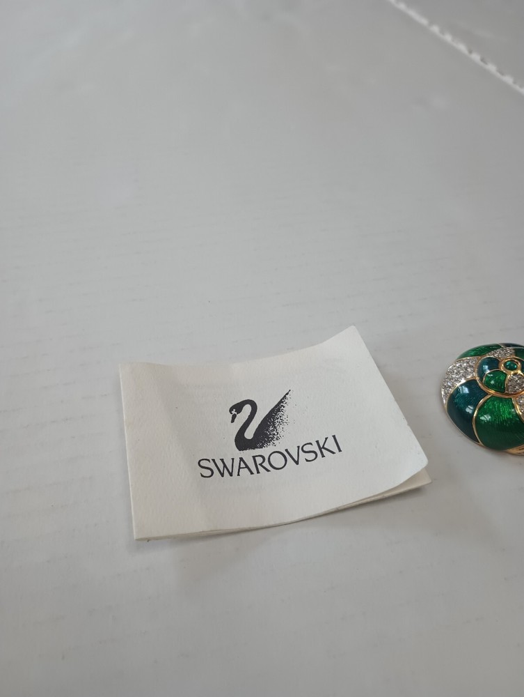 SIGNED SWAROVSKI PAVE' CRYSTAL SHELL PIN ~ BROOCH RETIRED ** CLEAN **
