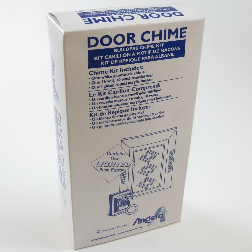 Angelo 76210 Builders White Door Chime Kit, Lighted Button, includes Transformer