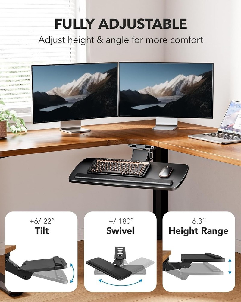 Multi-Function Under Desk Keyboard Tray AdjustableSlide Out Keyboard Tray