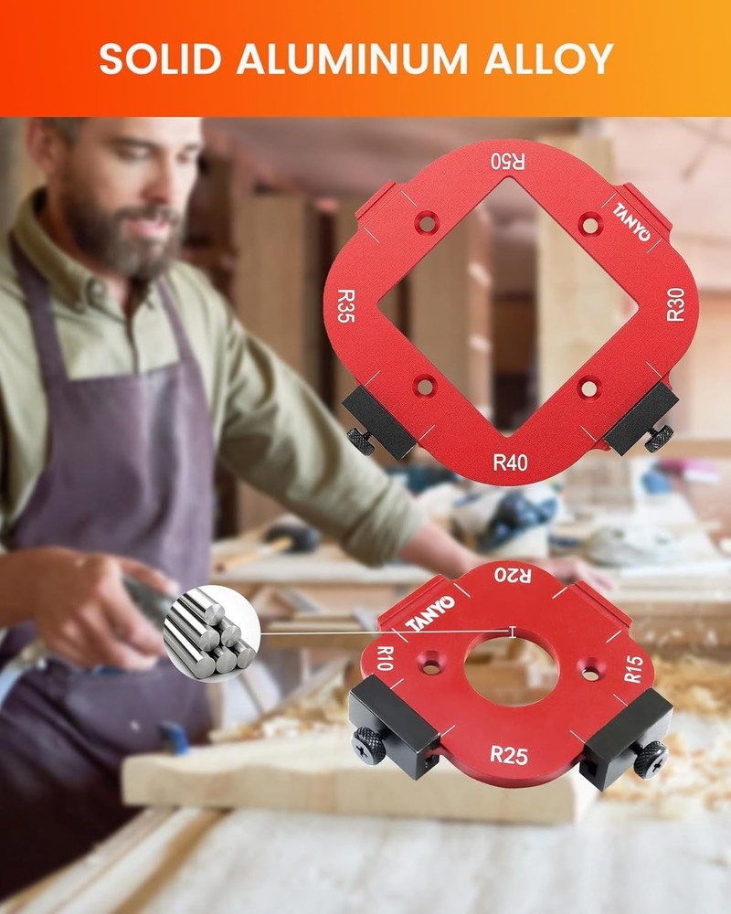 Router Corner Radius Templates with Superior Storage Solution - 8 Sizes Included