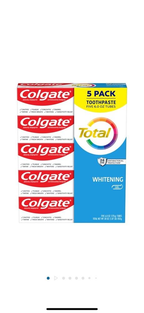 Colgate Toothpaste Total Whitening Paste 5 PACK 6 OZ TUBES - NIB (EXP - 4/01/25)