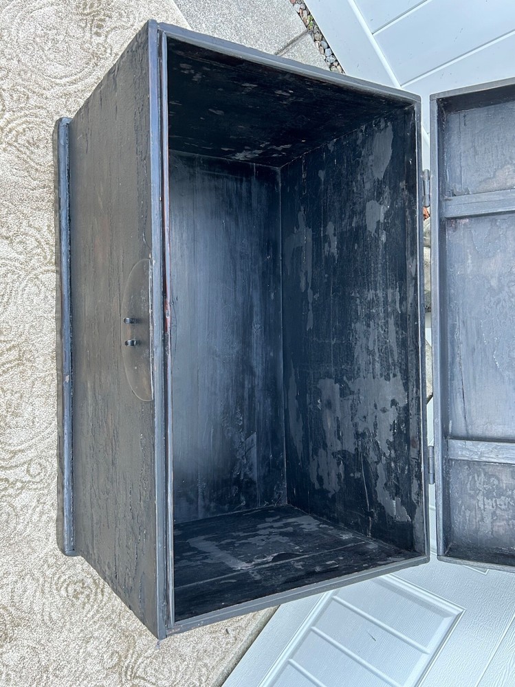 Antique Asian Distressed Black Dovetail Trunk