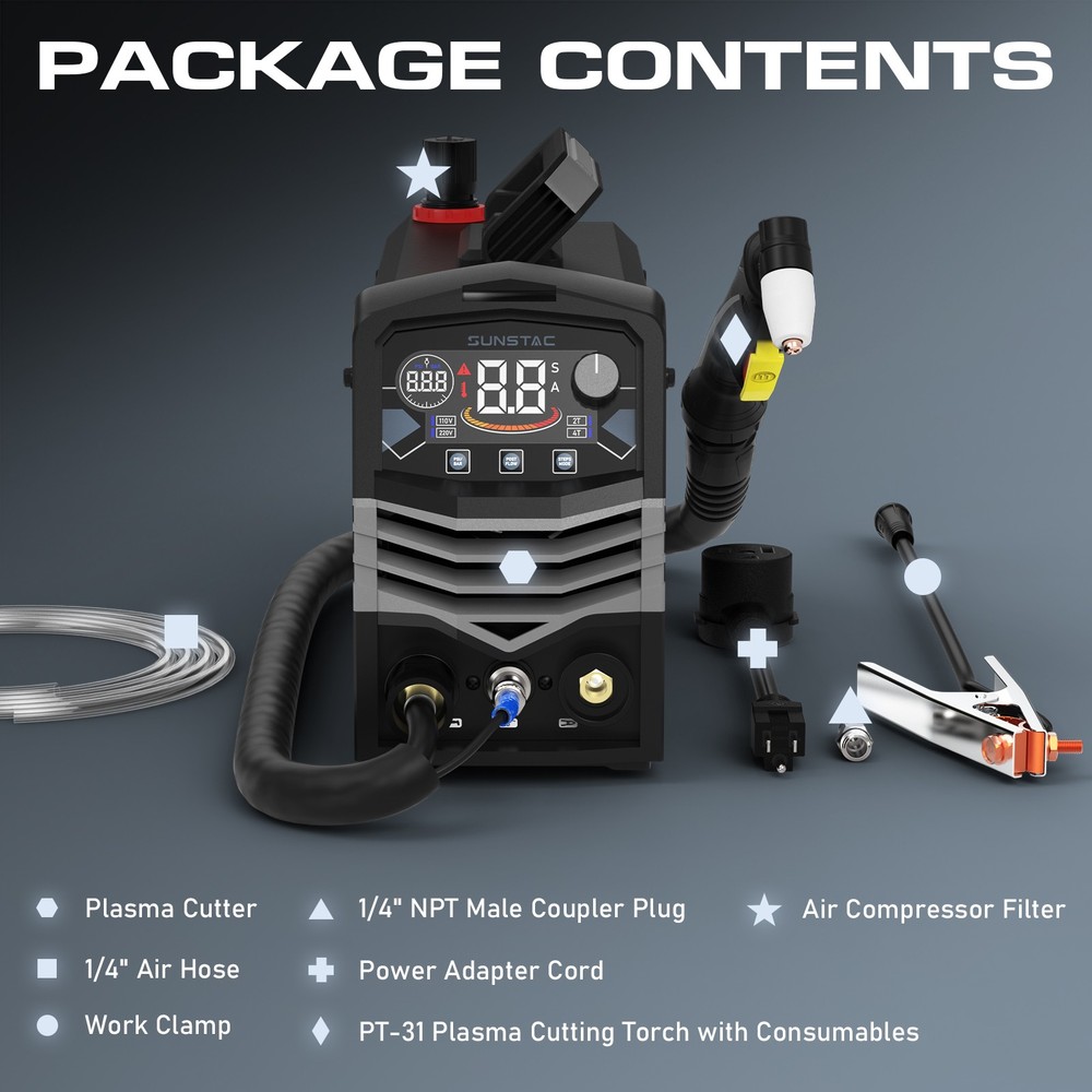 50A Plasma Cutter, Large LCD Display High Frequency Cutting Machine 110/220V