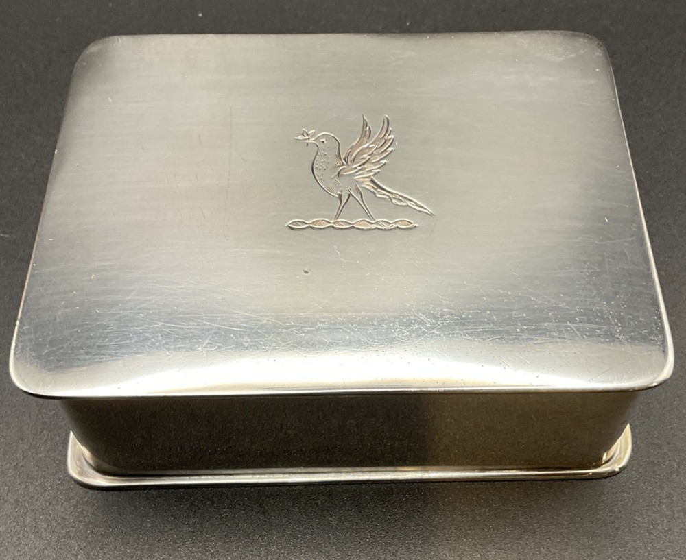 Vintage Hallmarked W D Handmade Silver on Copper Box Bird