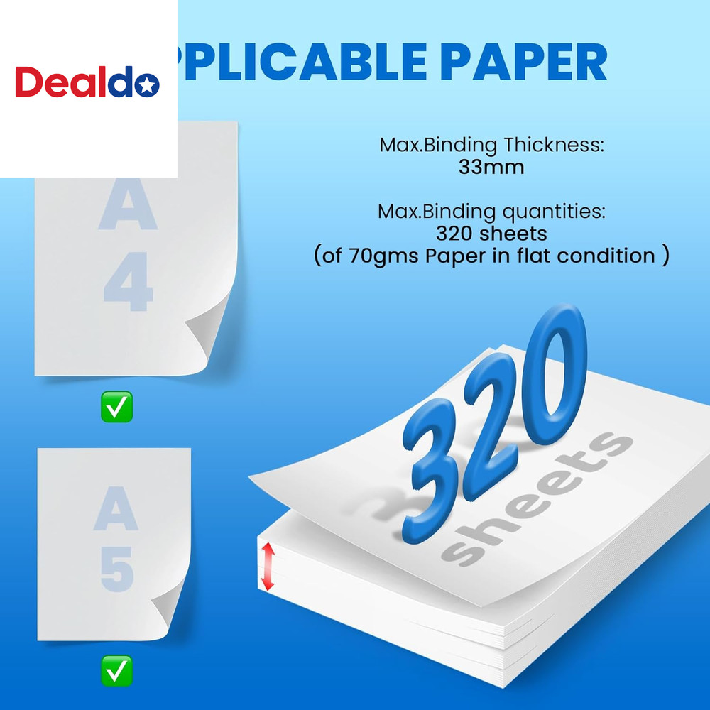 Thermal Binding Machine, Max.320 Sheets for A4 A5, Compact with Cooling Position