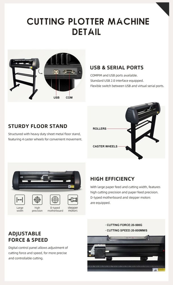53” Cutting Plotter Sign Cutting Machine with Stand Signmaster Software 3 Blades