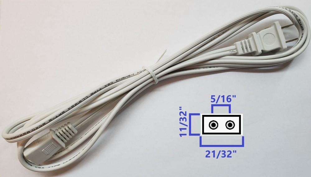 Replacement 6ft Power Cord for Vintage Adding Machine 2-Prong Pin Rectangle Plug