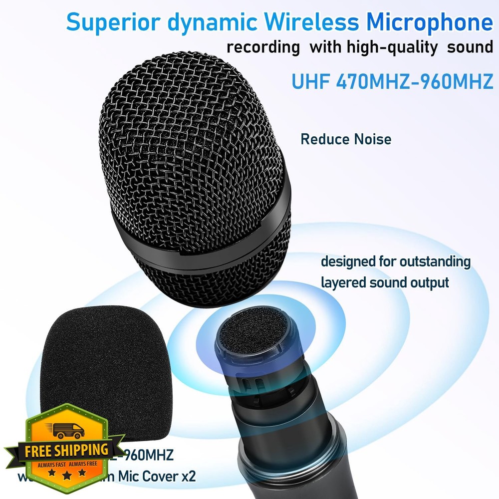 KITHOUSE Wireless Karaoke Mic System Bluetooth UHF