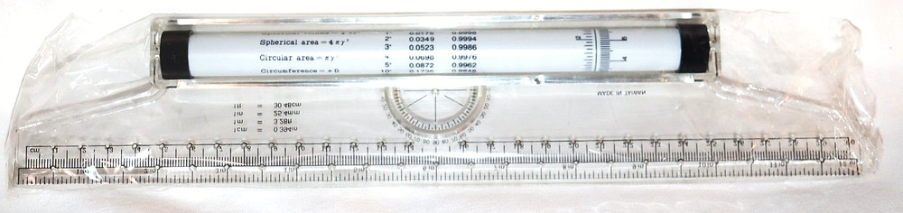 Vintage Multi Purpose 6”Rolling Ruler 3D Drawings Angles Graphs Circles Charts