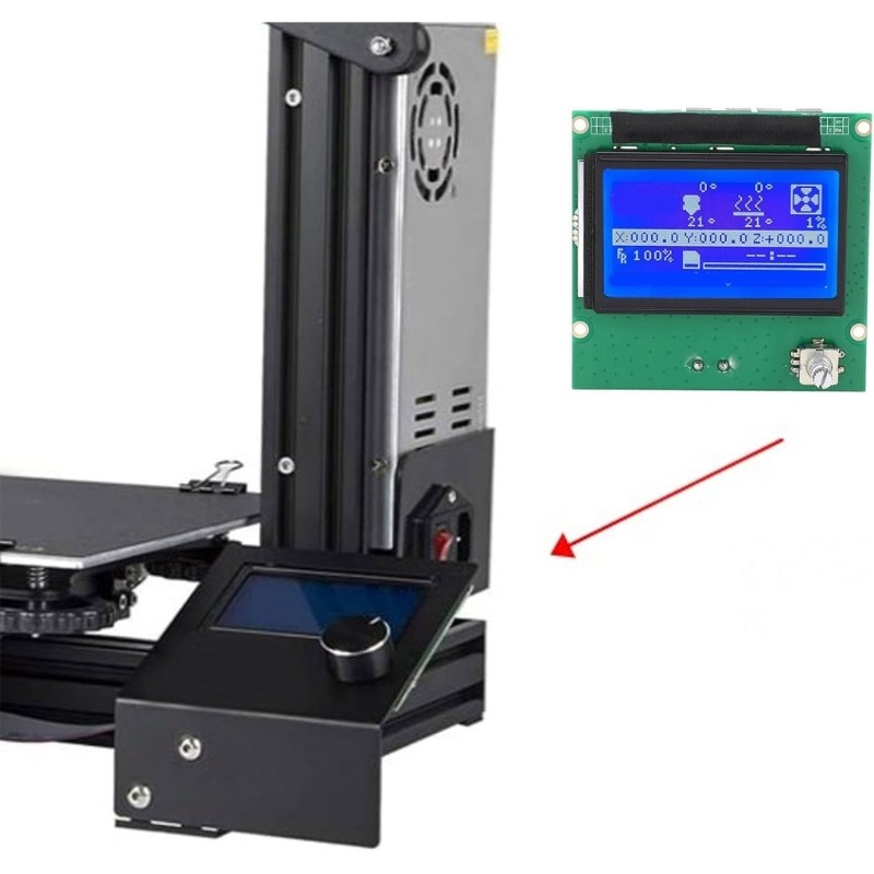 12864 LCD Screen Assembly 3D Printer LCD Display Screen With Control Panel 12864