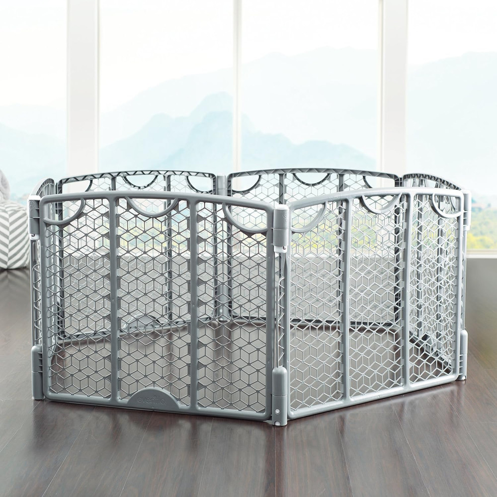 Versatile Play Space Adjustable Play Area, 6-Panel (Cool Gray)
