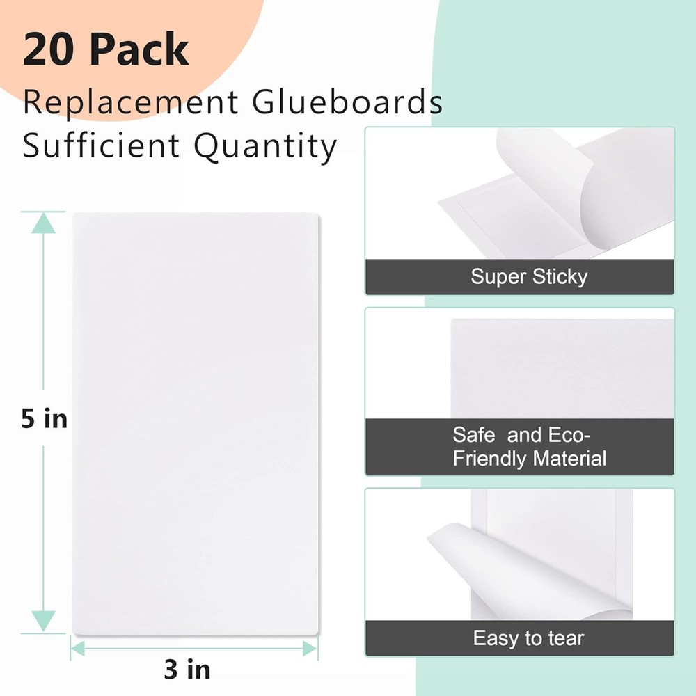 20 Pack Replacement Fly Glue Boards, Compatible with Gardner FlyWeb Fly Classic