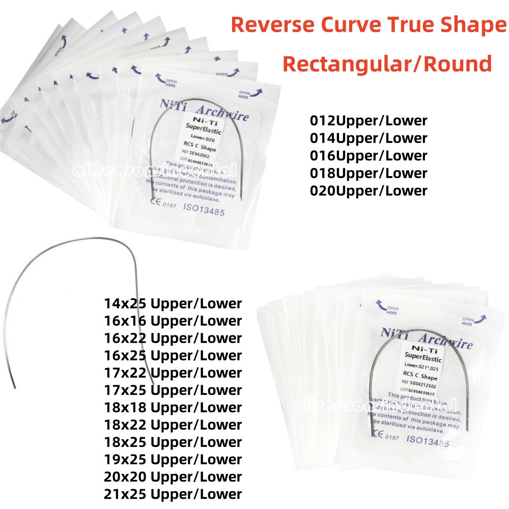 Dental Ortho Super Elastic NITI Arch Wire Reverse Curve Round/Rectangular True