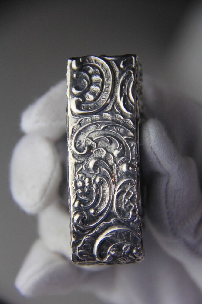 Antique German Hanau Continental Silver Mounted Etched Glass Perfume Bottle