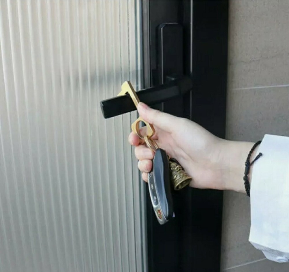 4 Pack Touchless Antimicrobial Door Opener Hook No Touch Tool Avoid Germs Gold