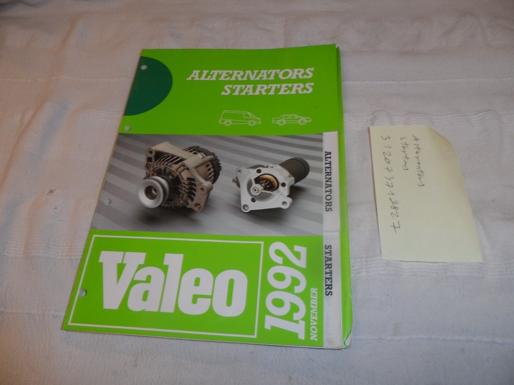 VALCO ALTERNATORS STARTERS CATALOGUE   1992