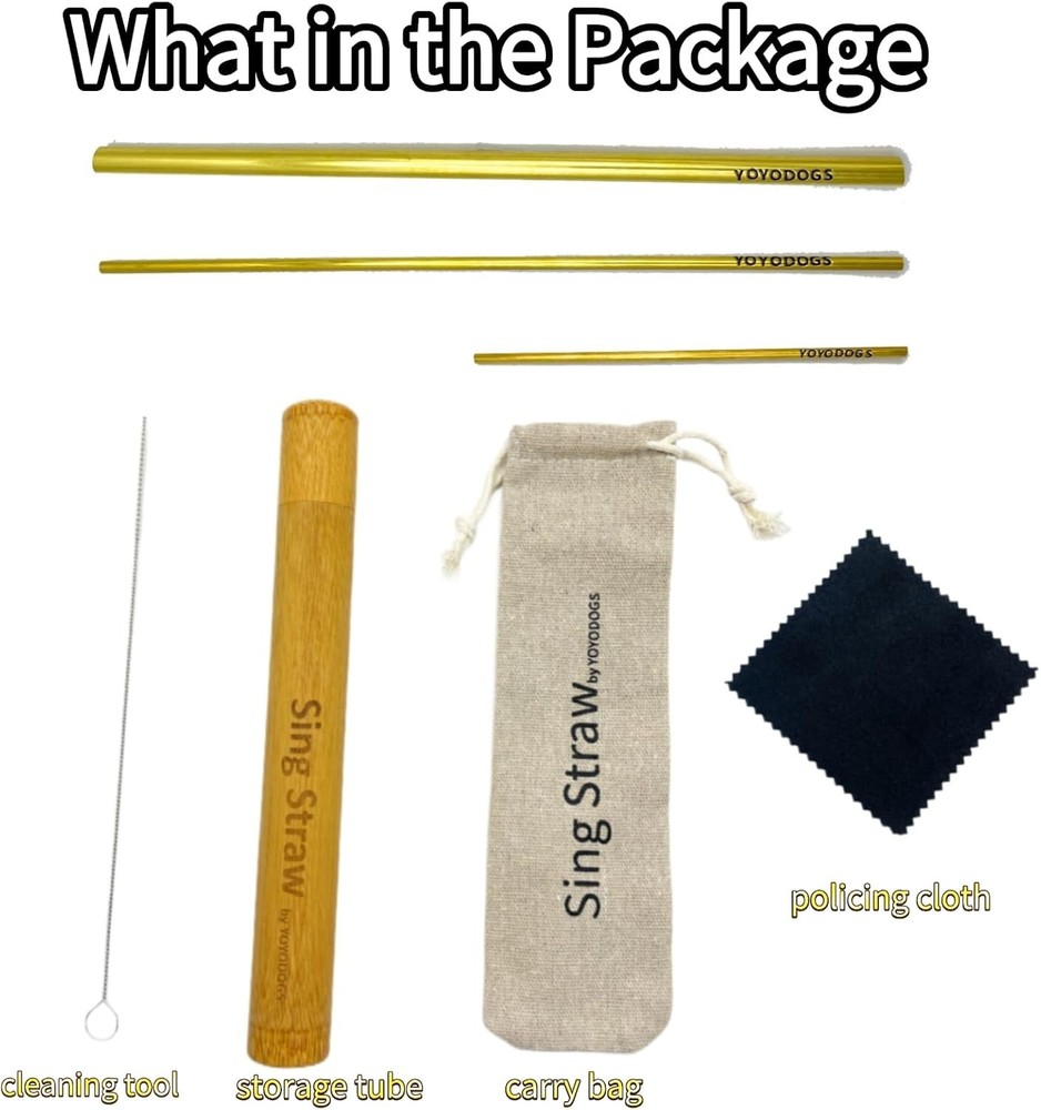 Effortless Vocal Training with Portable Solid Brass Singing Straws - 2.89 oz