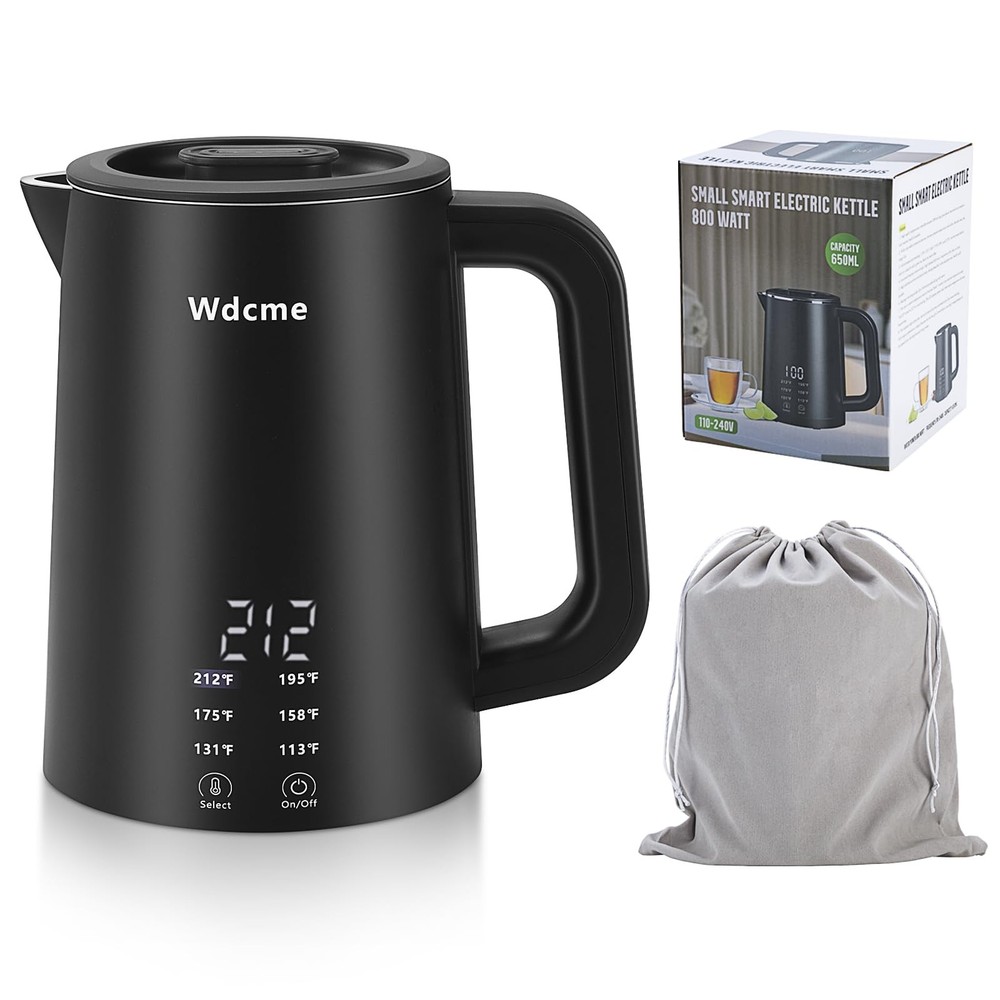 0.6L Small Travel Electric Kettle 800W,6 Temperature Control Dual Voltage 110...