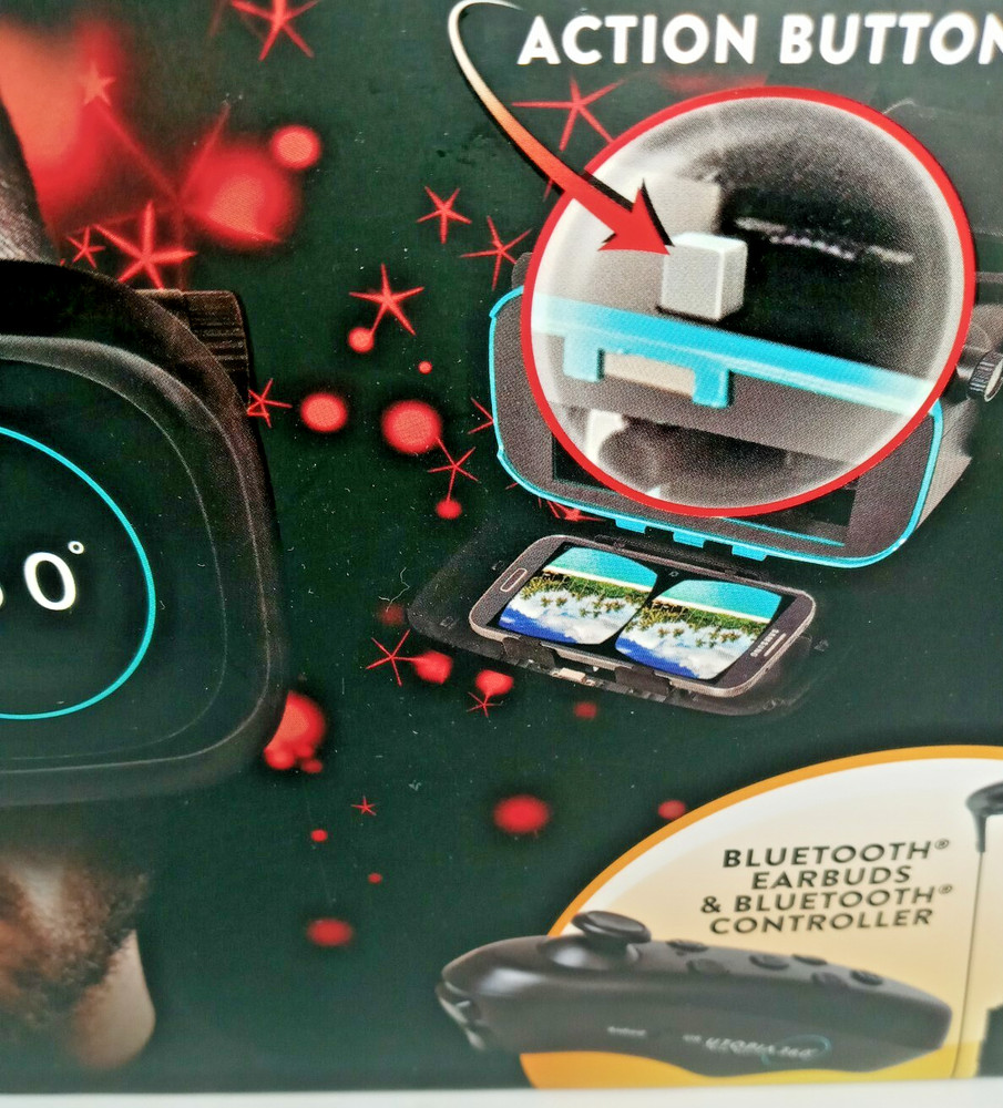 Utopia ReTrak 360 Degree 3D VR Headset Bundle Bluetooth Earbuds & Controller NIB