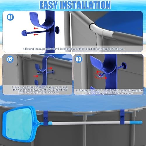 PCS Poolside Pool Leaf Skimmer Net Holder Plastic Poolside Pool Pole 4 Blue