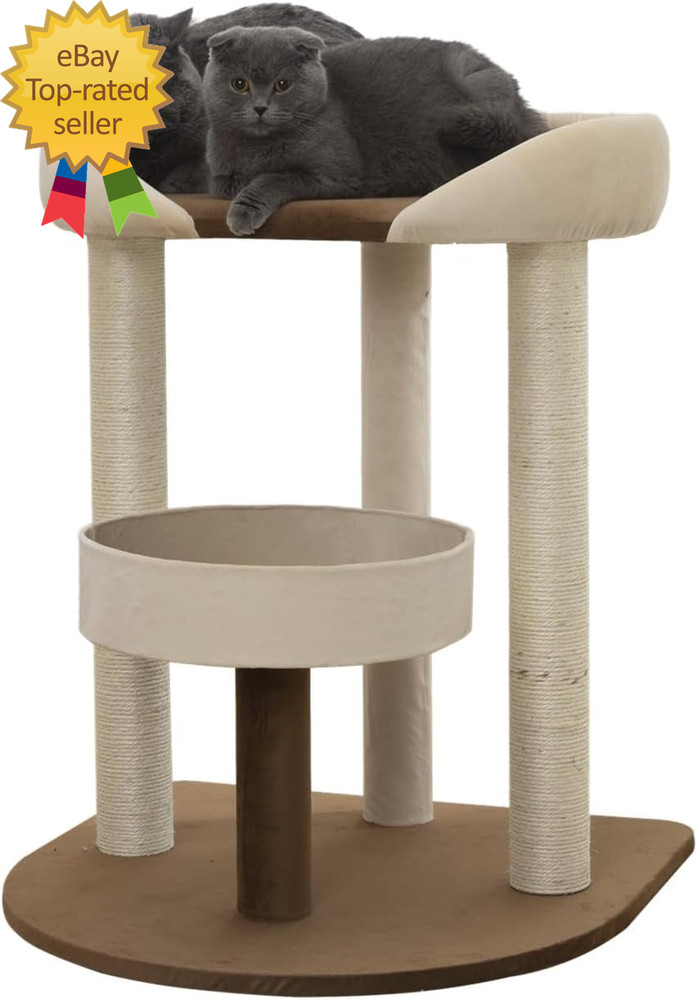 Modern Cat Tree Tower with Extra Large Platform Perch Bed