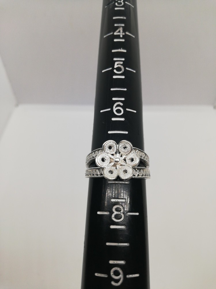 . 970 Solid Silver Women's Ring Size 7 Filigree New.
