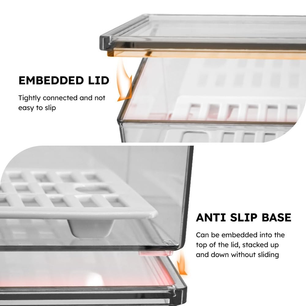 2 Pack Clear Silverware organizer with lid, Plastic Flatware Storage Box, Kit...