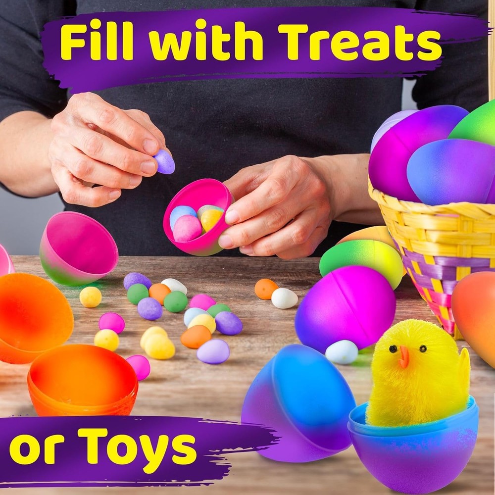 32 Pack Plastic Easter Eggs Empty 3.2” Large Plastic Eggs Fillable For Easter