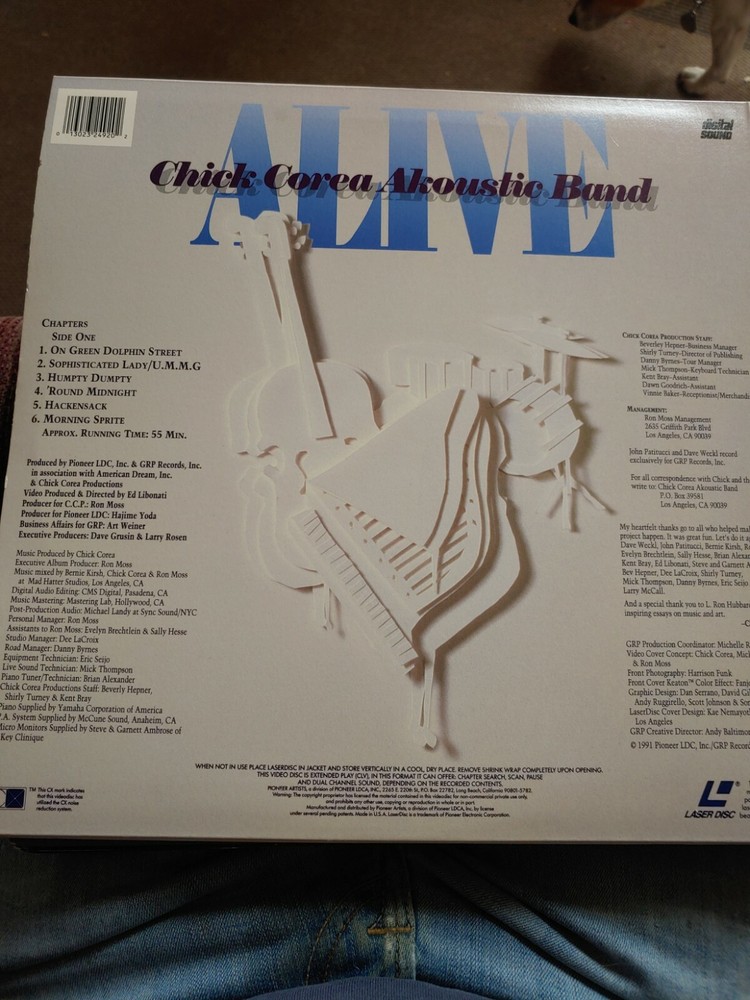Alive Chick Corea Akoustic Band Laserdisc VG