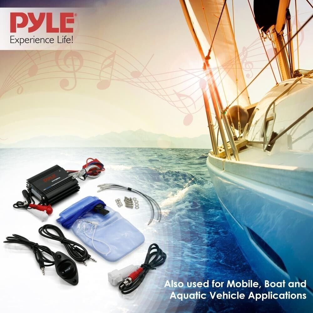 Pyle 200W Bluetooth Ready Waterproof 2-Ch. Marine Amplifier Kit