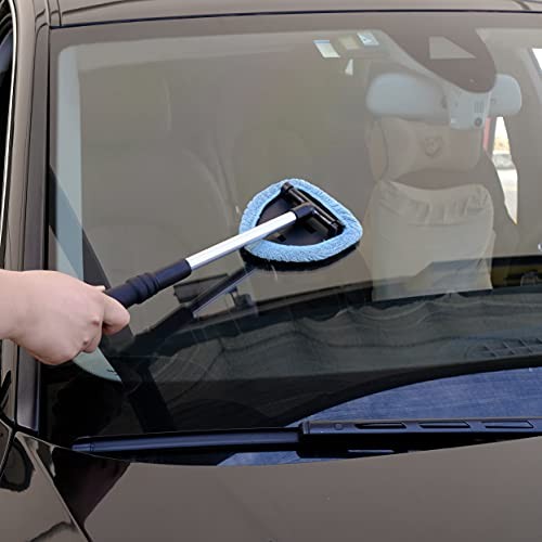 Pivoting Windshield Glass Cleaning Tool Extendable Aluminum Handle Triangle