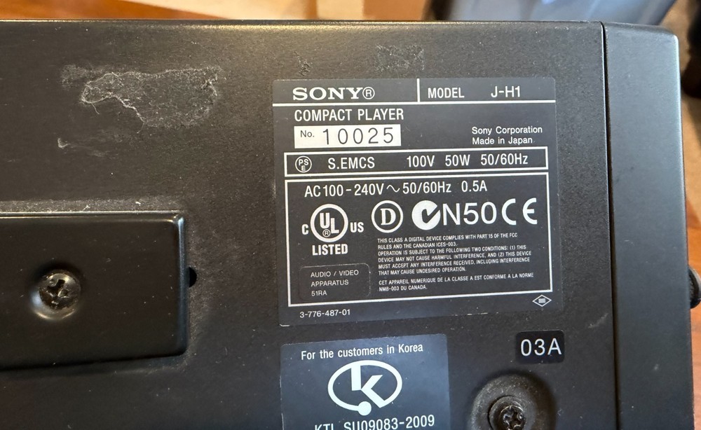 Sony J-H1 HDCAM Compact Player