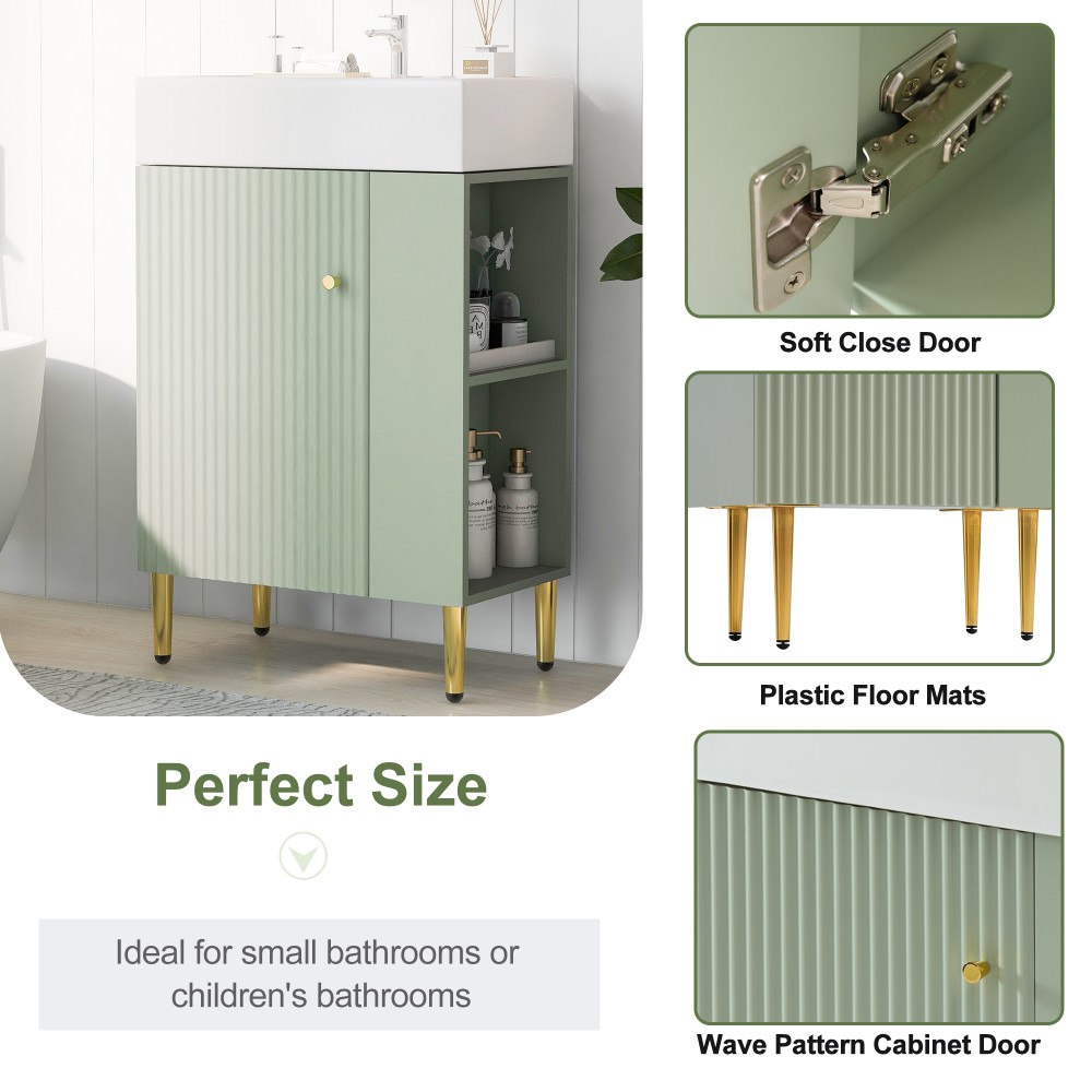 Bathroom Storage Cabinet Single Ceramic Sink Right Side Storage