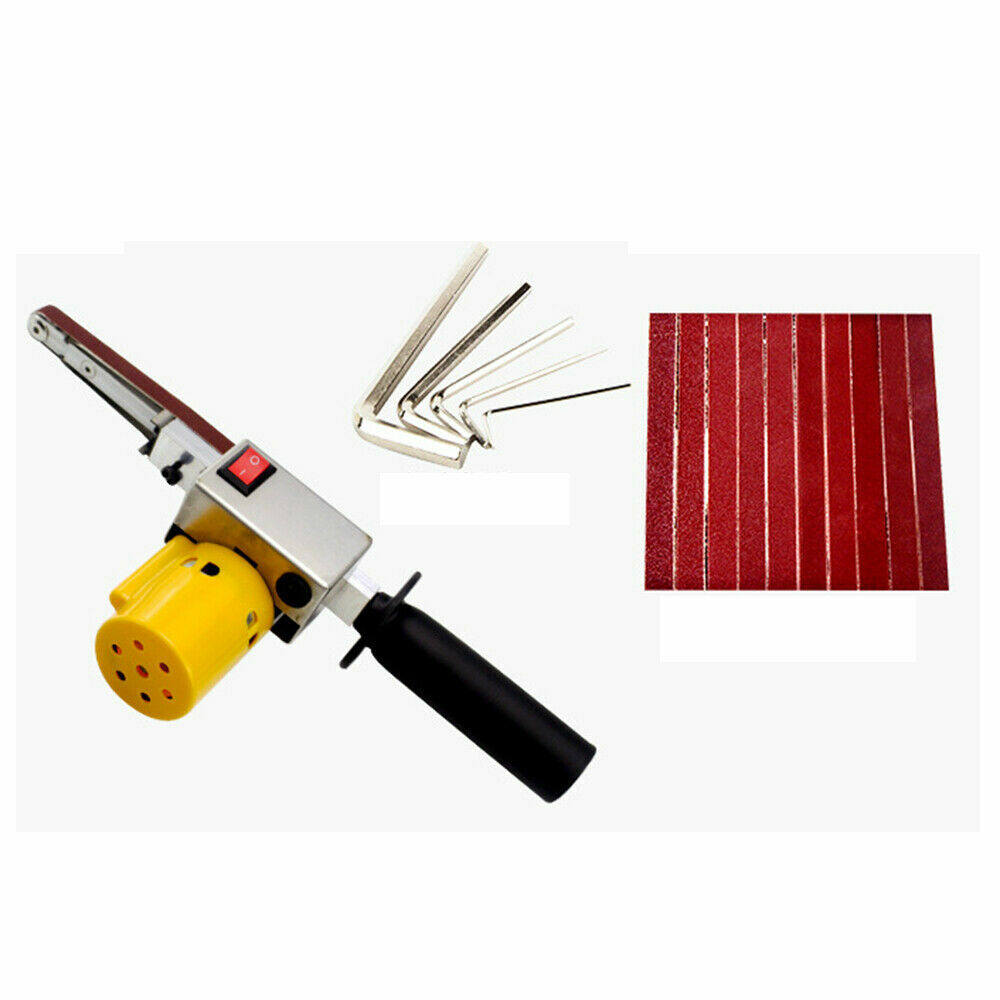Handheld Electric Belt Sander Mini 7-Speed Grinder Machine W/ 10 Sanding Belts