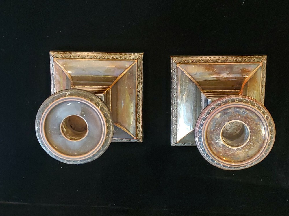 Amazing Art Deco Silver-plated and Copper Candlesticks