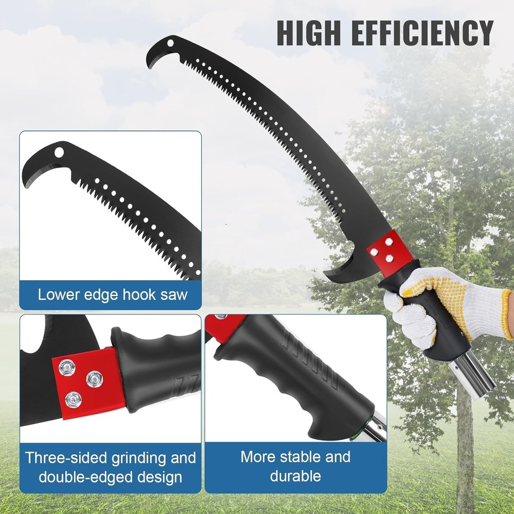30 Ft Manual Pole Saw Extendable Tree Pruner Blade & Scissors Set W/ 9