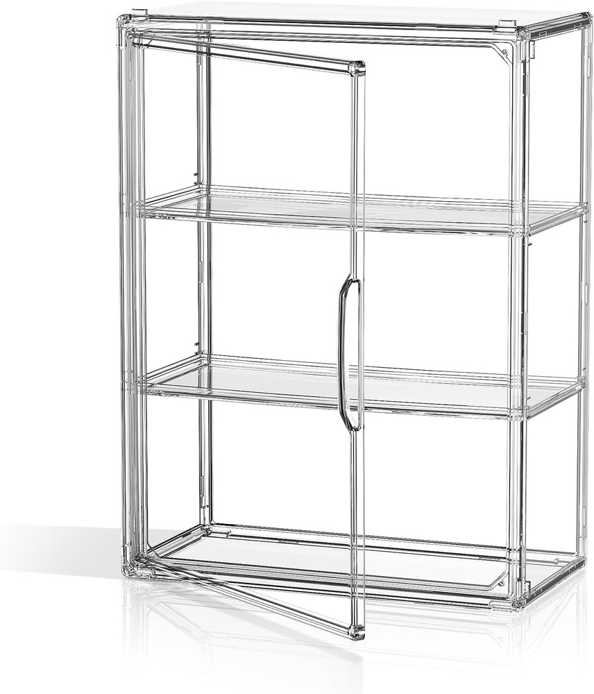 Clear Acrylic Display Case for Figures - 3 Tier Wall Mounted Collectibles Case