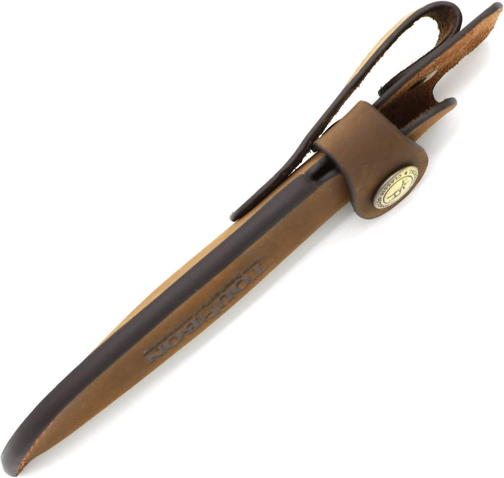 Brown Leather Fixed Blade Knife Sheath with Snap Closure