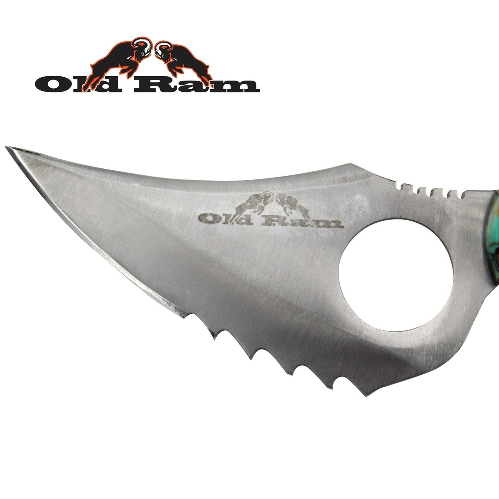 Old Ram Fixed Blade Skinner Knife w/Leather Sheath