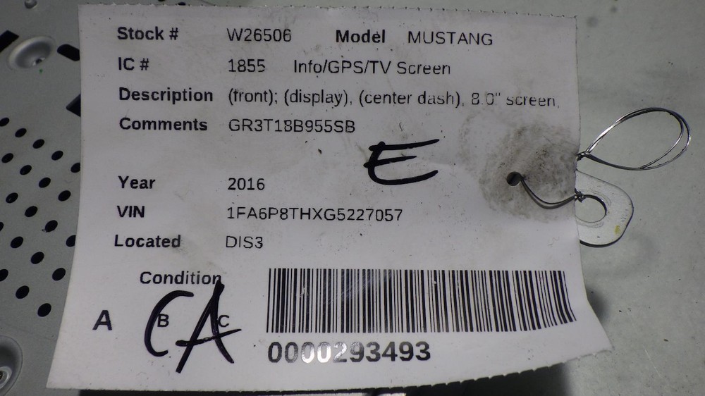 16 FORD MUSTANG Info Screen GR3T18B955SB